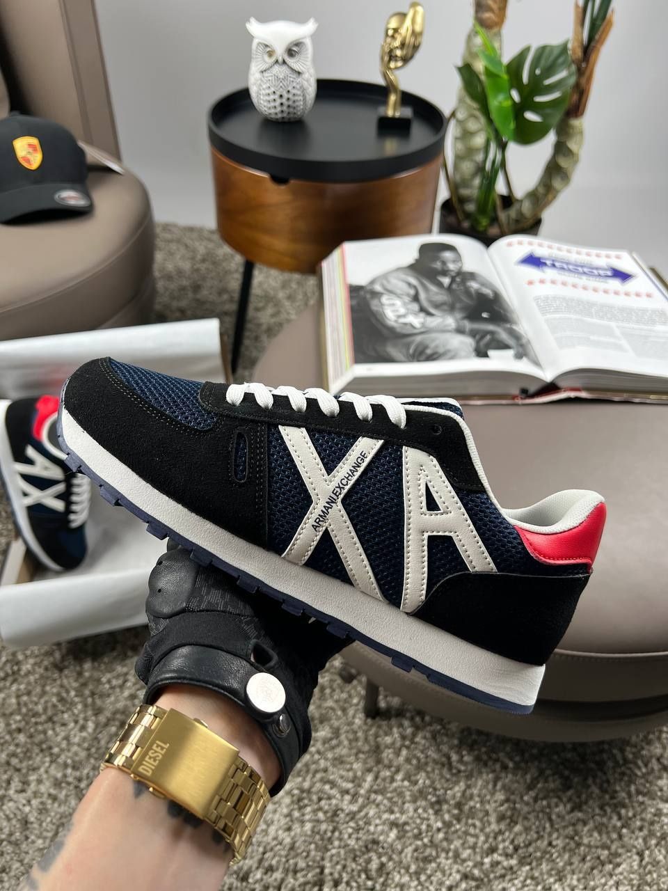 Мужские кроссовки Armani Exchange Black White Navy 40-45 армані