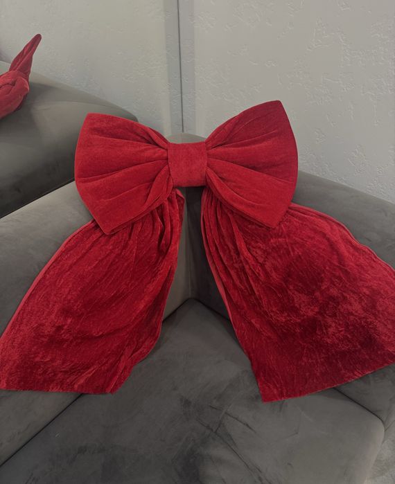 Красний святковий бант новорічний бархат на ялинку ёлку різдво декор