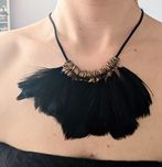 Czarny piórkowy naszyjnik Bershka. Nowy
