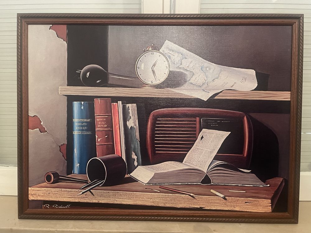 Quadro com motivos de biblioteca