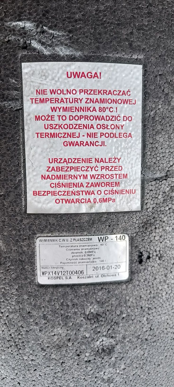 Zbiornik zasobnik bojler CWU Kospel WP 140