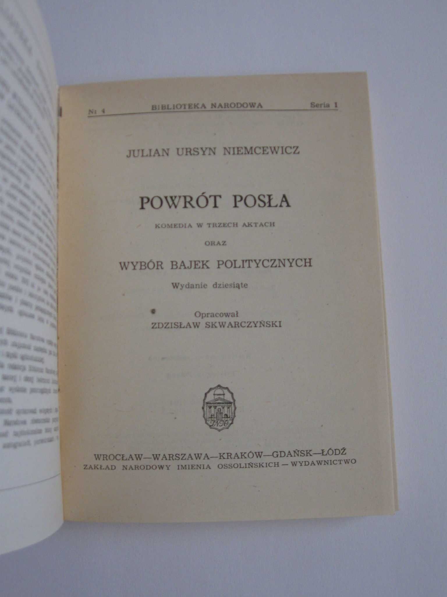 Książka "Powrót posła" (Julian Ursyn Niemcewicz)