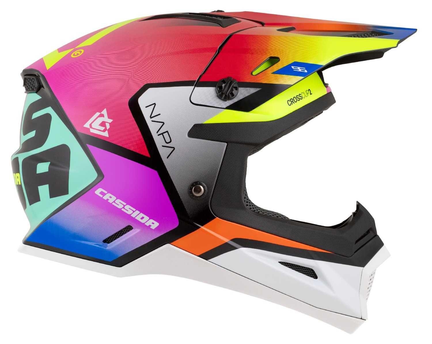 Kask Motocyklowy CASSIDA CROSS CUP2 Pod interkom XS-XXL +KOMINIARKA