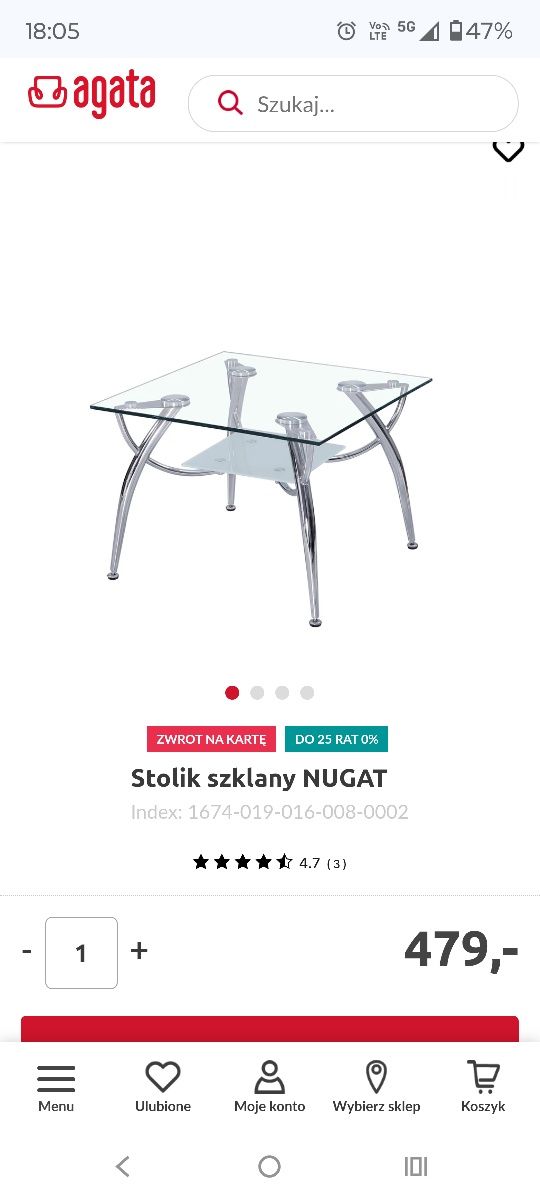Szklany stolik kawowy