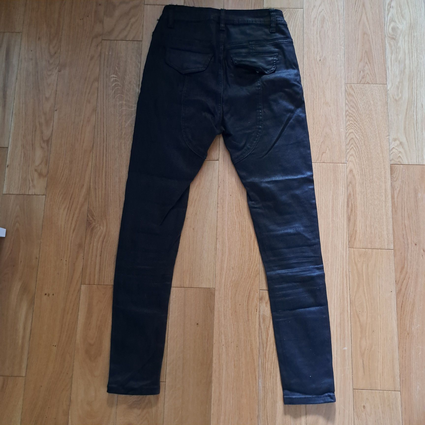 Spodnie z wysokim stanem, leginsy, 34, Denim, czarne
