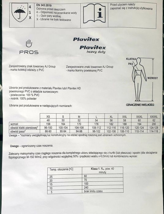 Ubranie wodoodporne przeciwdeszczowe PROS kurtka+ spodnie r L 54
