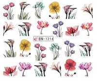 bn1214 naklejki wodne na paznokcie kwiaty