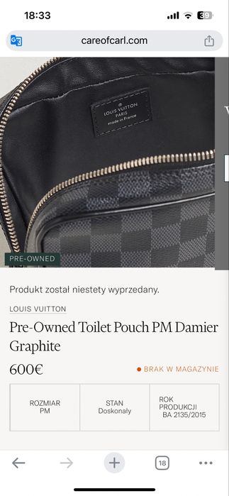 Kosmetyczka Louis Vuitton Toilet Pouch PM Damier Graphite Canvas