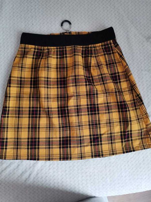 Spódnica mini żółta w kratę