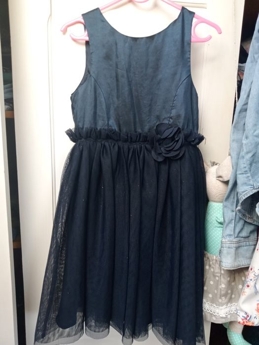 Granatowe sukienka , tiul brokatowy rozm 128