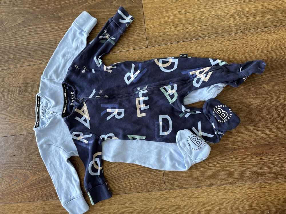 Śpioszki pajacyki zestaw 56/62 niebieski ted baker bawełniane na zamek