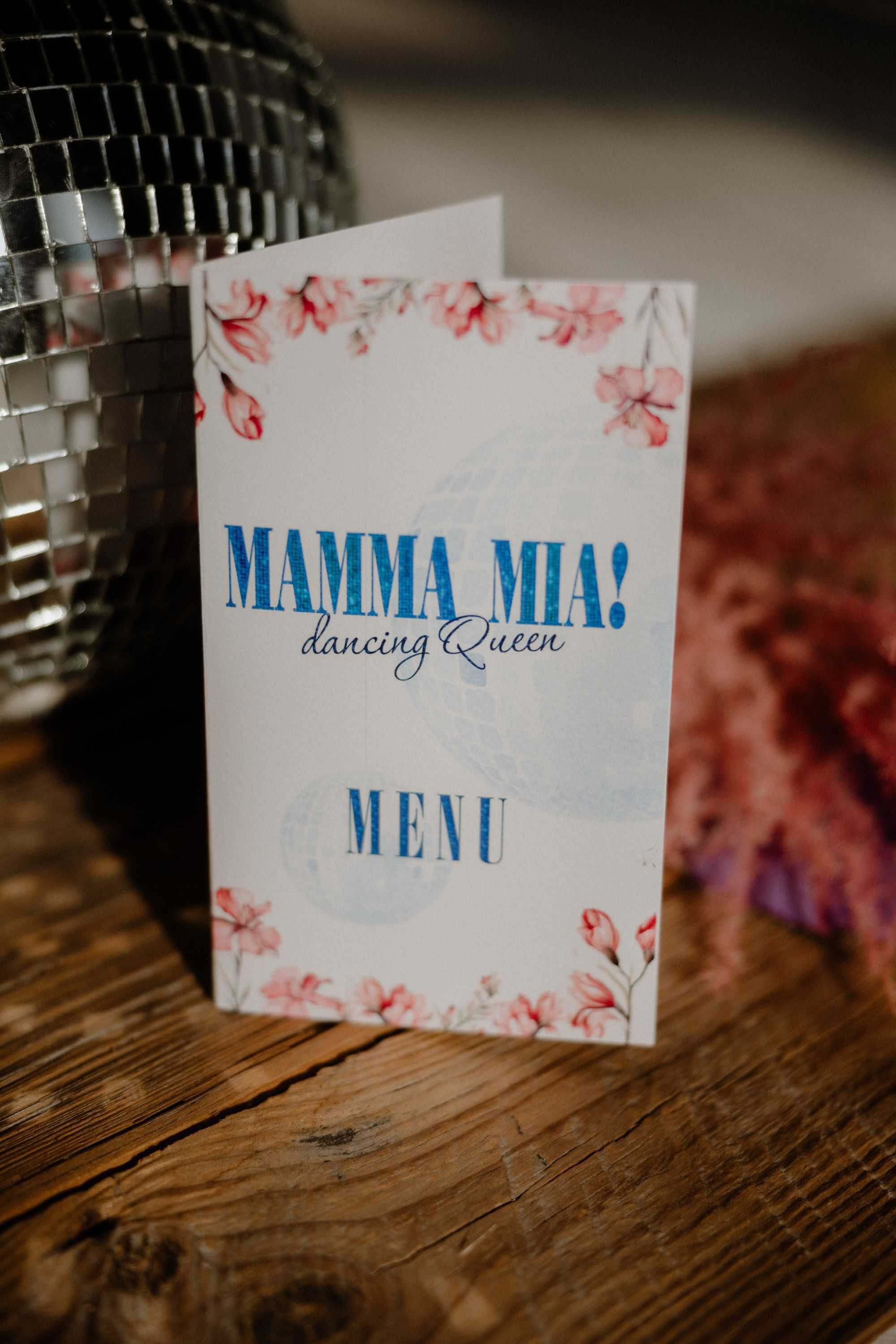 Menu na stół weselny  Mamma Mia