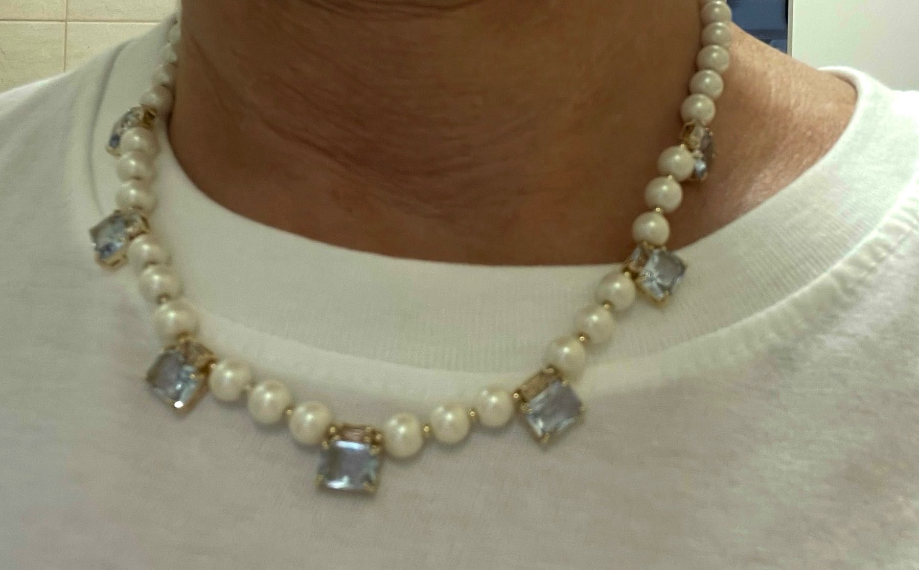 Ralph Lauren color stone & pearl 17" necklace Rолье жемчуг со стразами