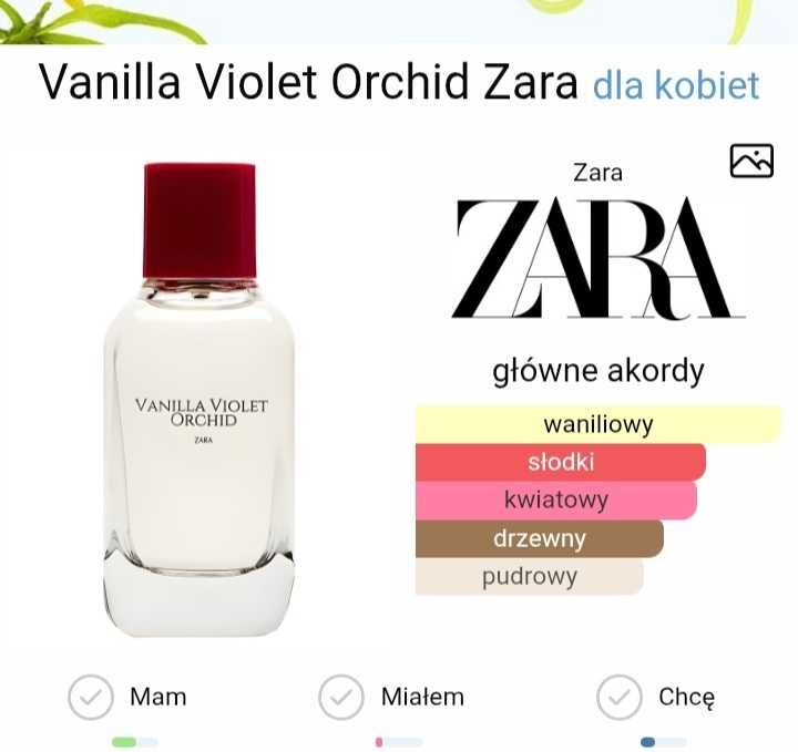 Perfumy damskie Zara Vanilla Violet Orchid UNIKAT 100 ml migdały