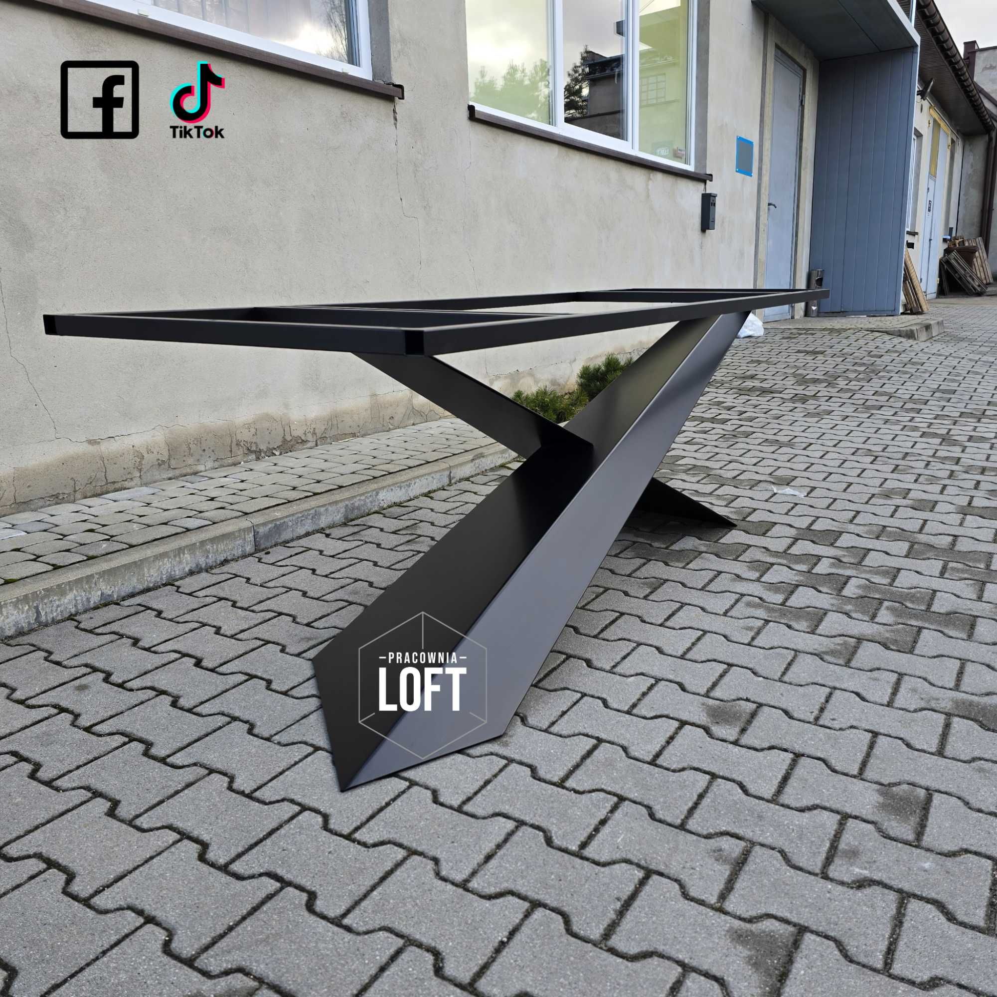 stół drewniany stelaż noga X nowoczesna podstawa metalowa  stołu LOFT