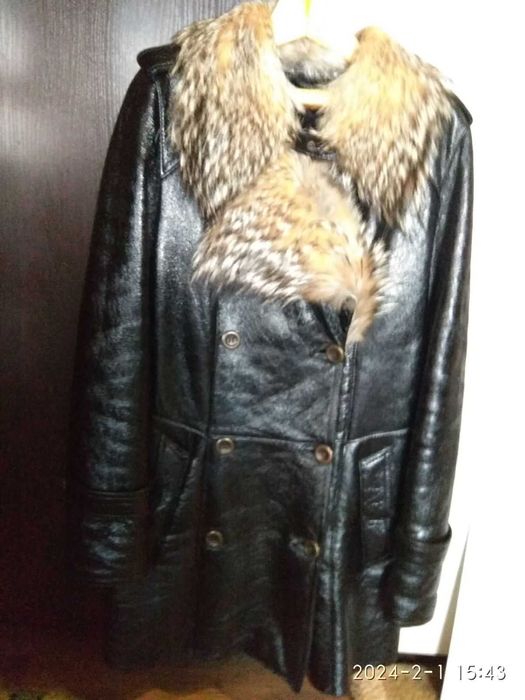 Дублянка жіноча, натуральна, комір єнот, розмір 36