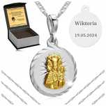 Srebrny Naszyjnik 925 + Zawieszka Medalik + Grawer Prezent Dla Kobiety