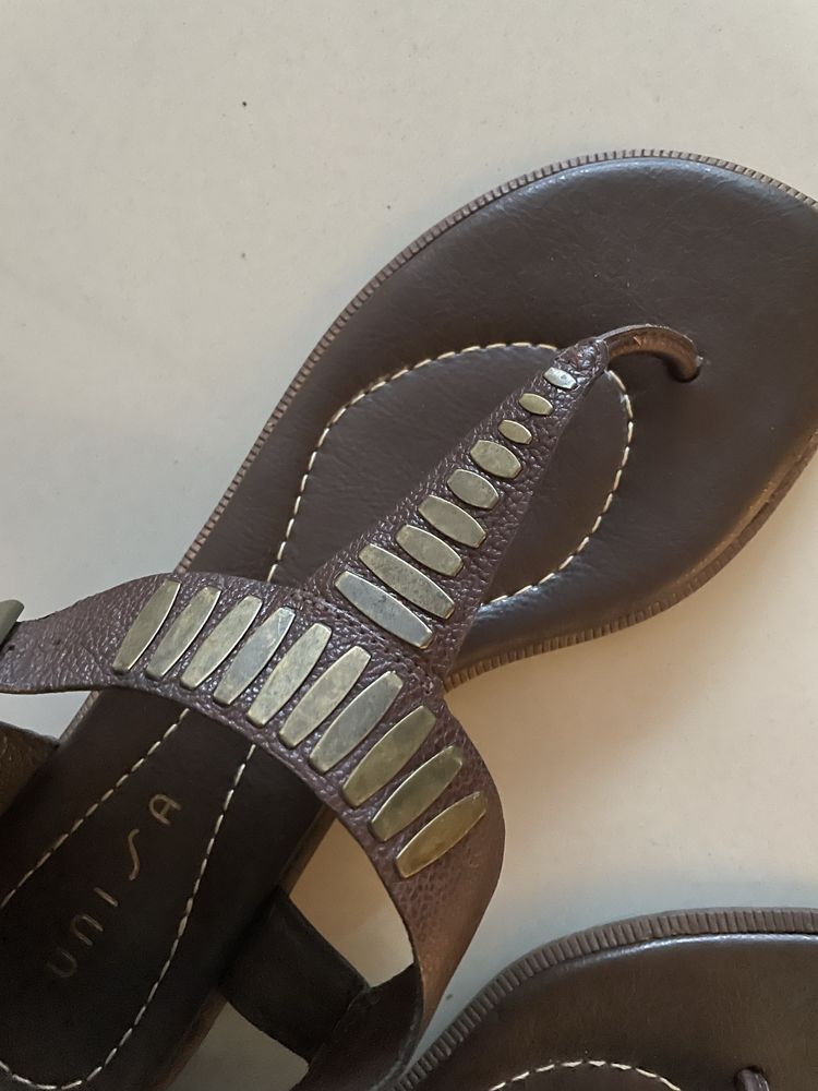 Sandałki brazowe japonki skorzane boho 37 Unisa nowe