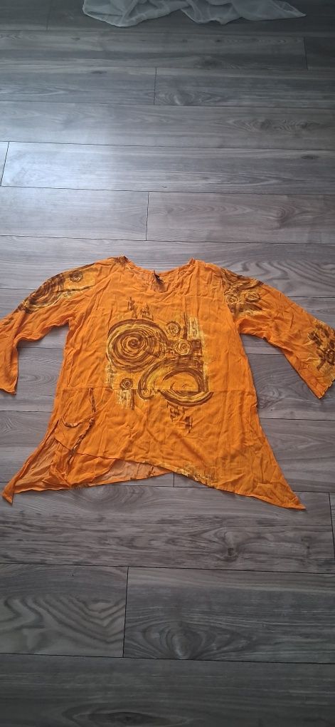 GANESCHA boho Indonezja bluzka /tunika L/XL pomarańczowa wzór gratis w