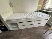 IKEA SLAKT Rama łóżka/szuflady 90x200 biały