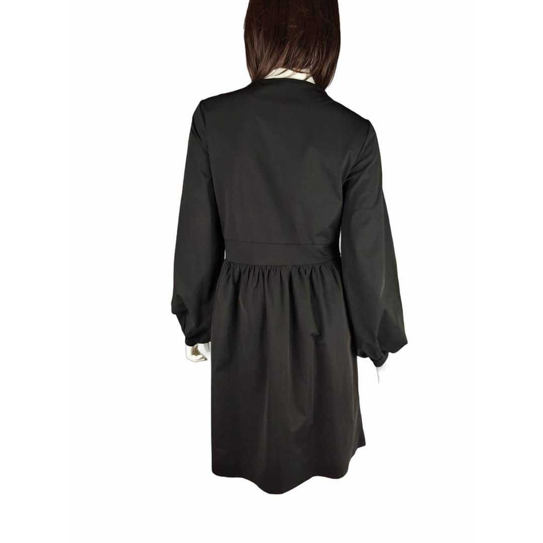Rozkloszowana sukienka długi rękaw mała czarna bufki Vero Moda r. M