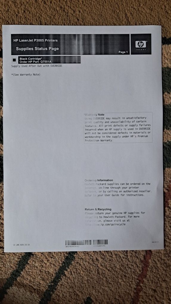 принтер HP LaserJet P3005dn