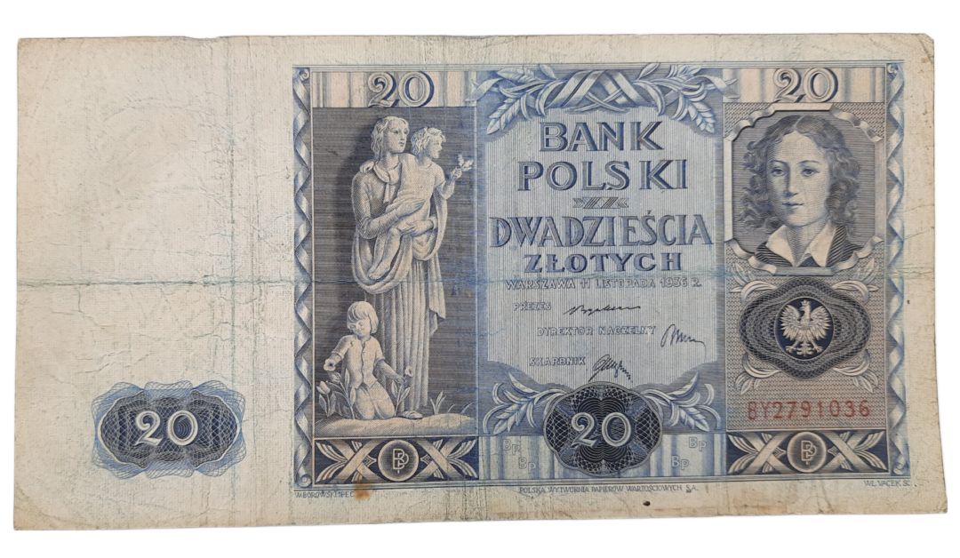 Stary Banknot kolekcjonerski Polska 20 zł 1936