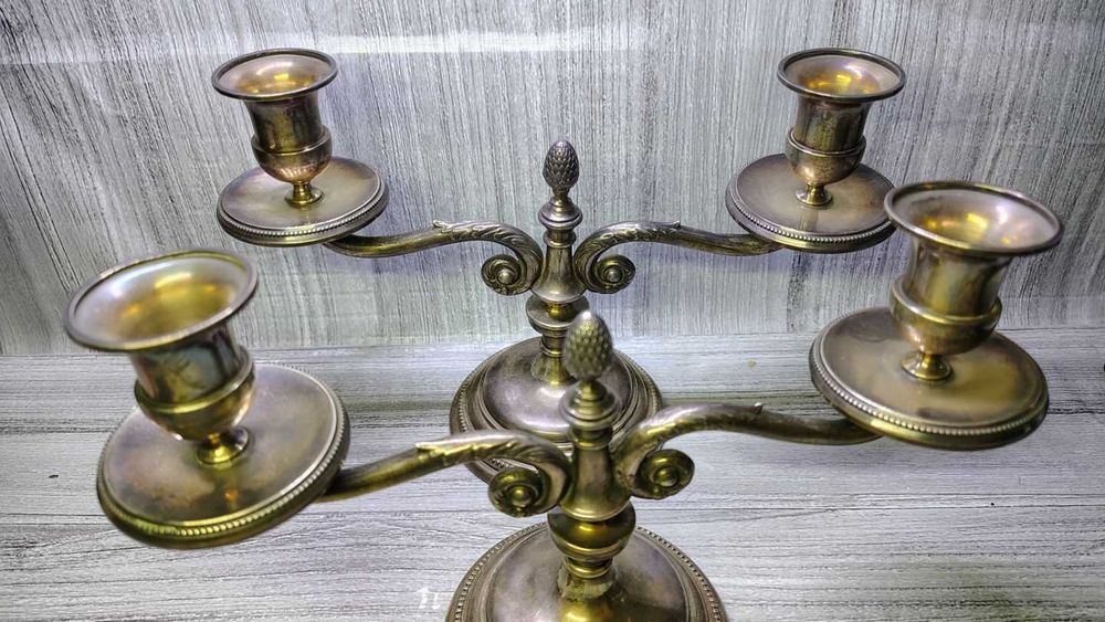Para srebrnych świeczników - próba 835 - Antyk