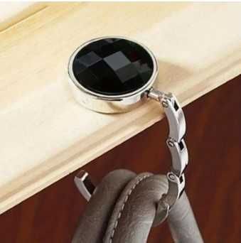 Składany uchwyt haczyk wieszak podblatowy na torebkę, a’la brylant