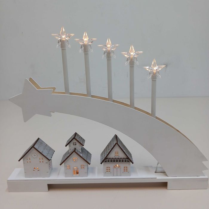 Światła/sylwetka  świecznik wioska motyw ze zdobieniem gwiazdy