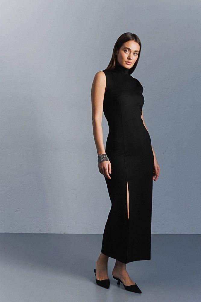 Чорна Сукня з розрізом чорне довге плаття