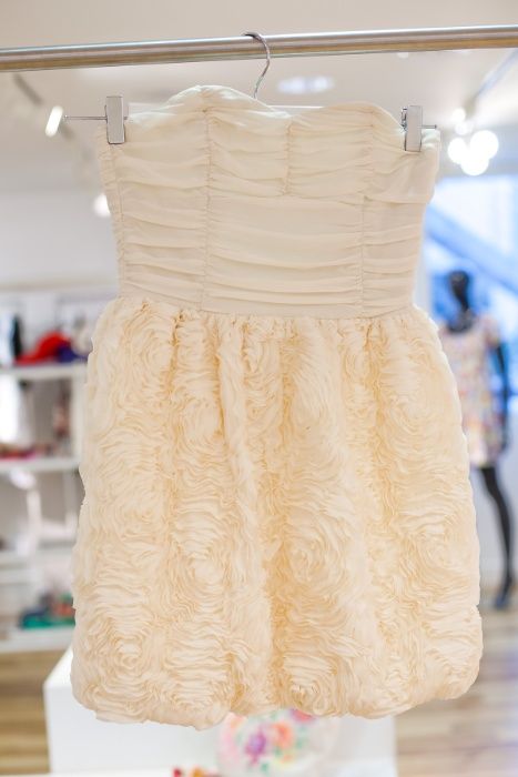 Sukienka H&M Garden Róże Gorsetowa Ecru Wesele dress