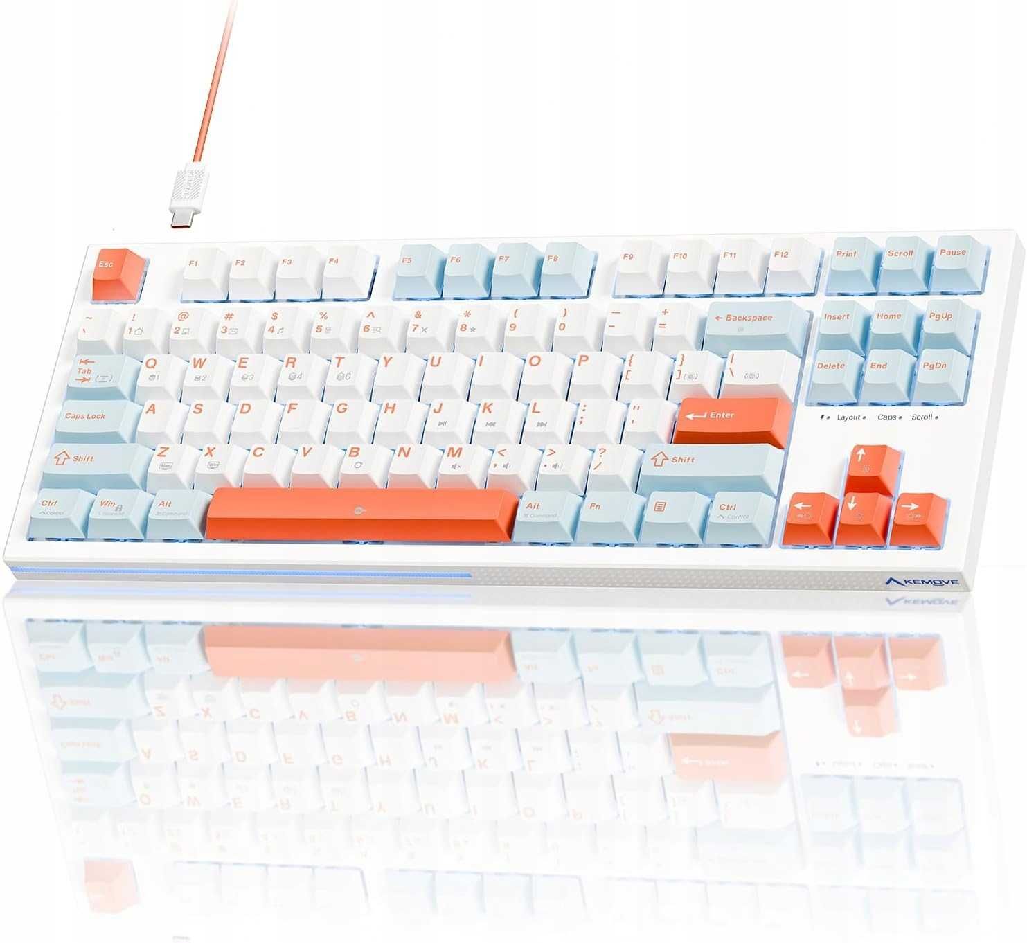 KEMOVE K87SE – Kompaktowa TKL, Ice Blue LED Anti-Ghosting Brown Switch