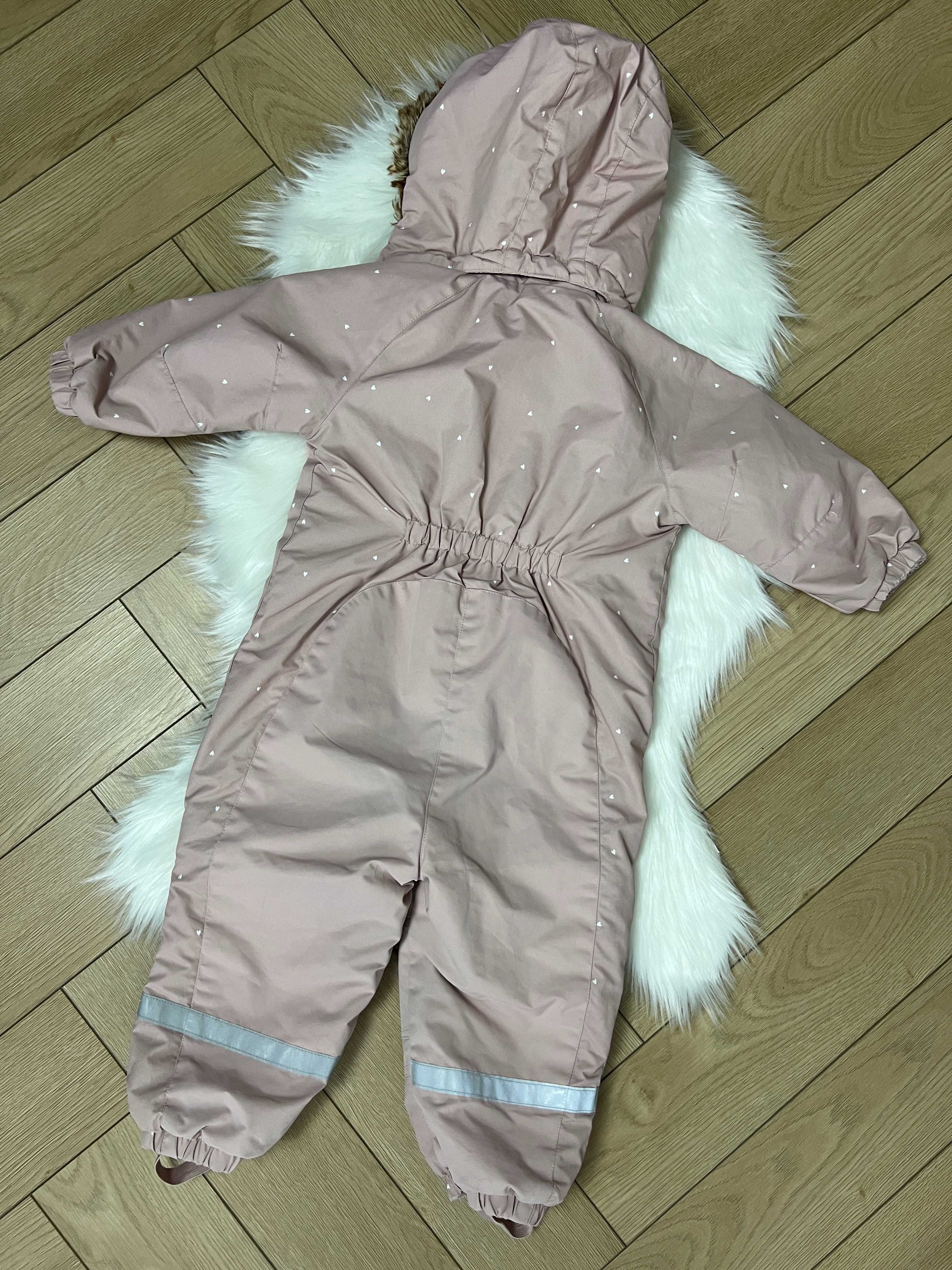 Kombinezon zimowy H&M pudrowy róż rozmiar 92/98 odpinany kaptur