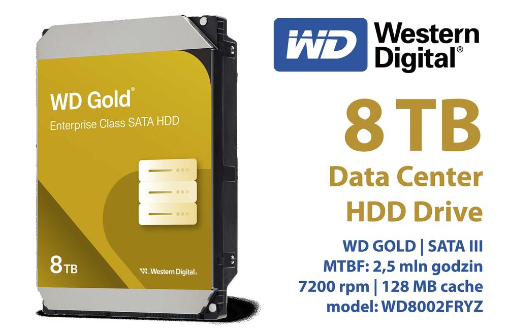 Dysk twardy Western Digital Gold WD GOLD 8TB WD8002FRYZ SATA GWARANCJA