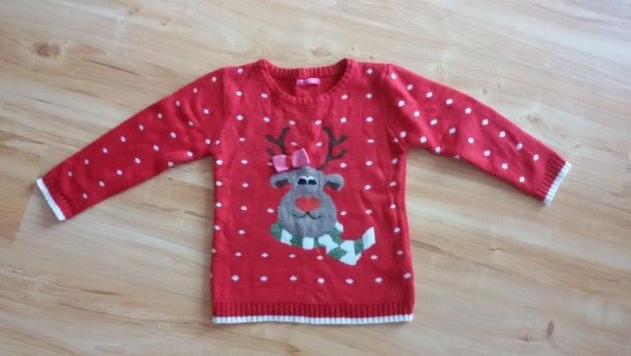 Sweter sweterek z reniferem r.128