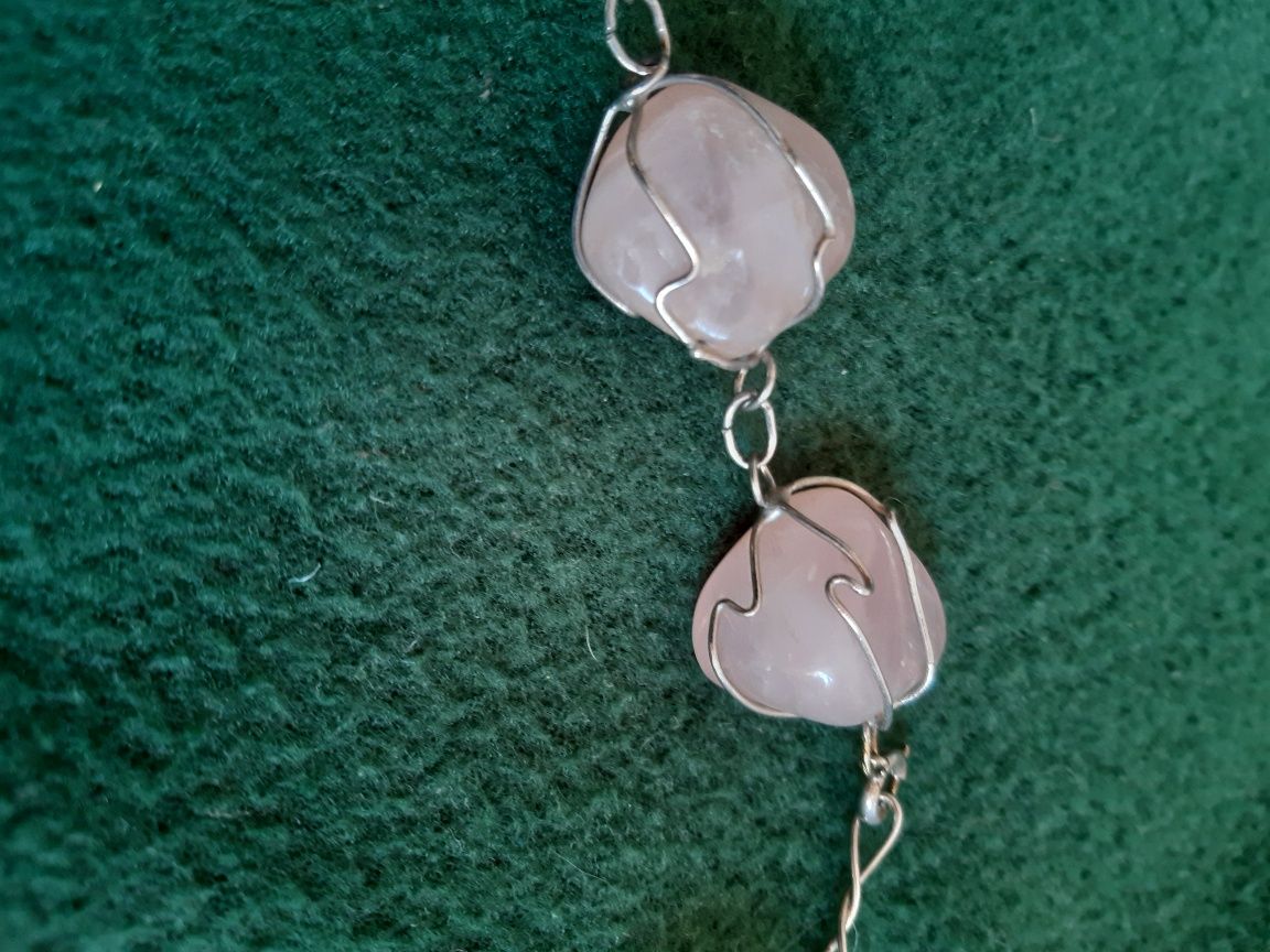 Piękny naszyjnik Kwarc różowy handmade