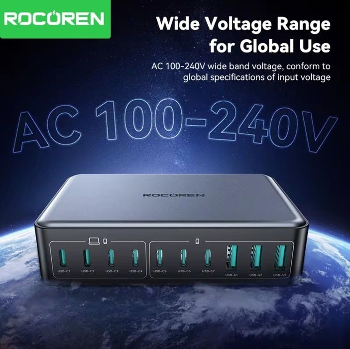 Rocoren 400w GaN3 зарядний пристрій Зарядка для ноутбука Блок живлення