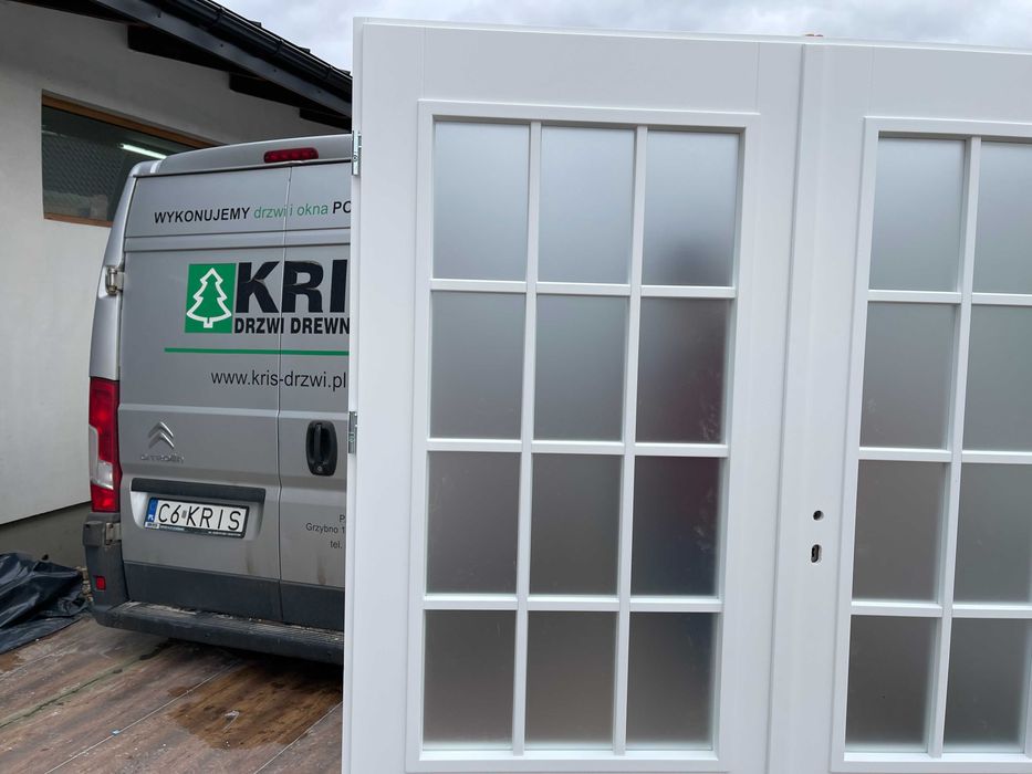 Drzwi drewniane dwuskrzydłowe białe NA KAŻDY WYMIAR CAŁA POLSKA