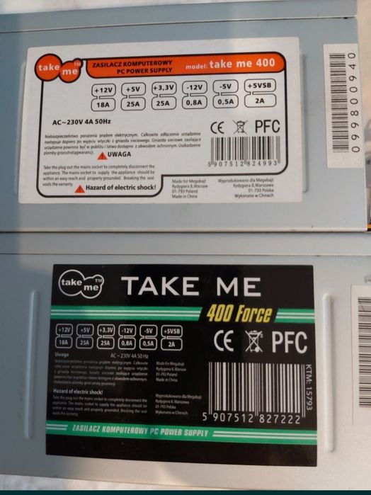 Części PC zasilacze, procesory, dyski, monitory