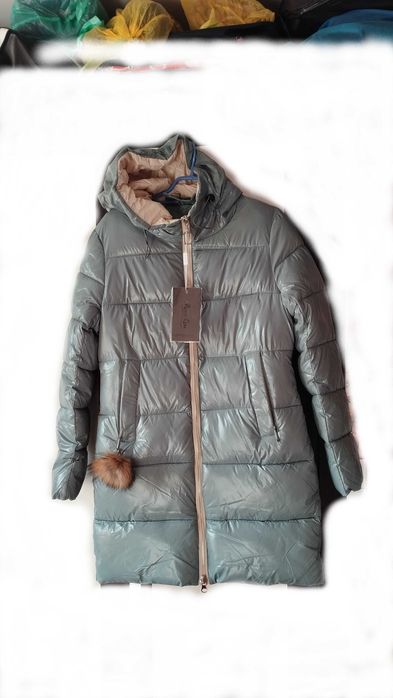 Nowa kurtka damska, ocieplana , długa , z kapturem , M - 99 cm biust