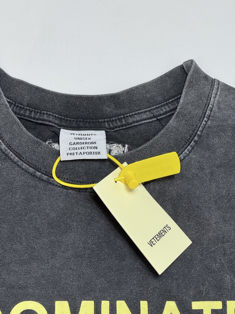 Футболка Vetements Dominatrix Hotline S M L Washed black Oversized