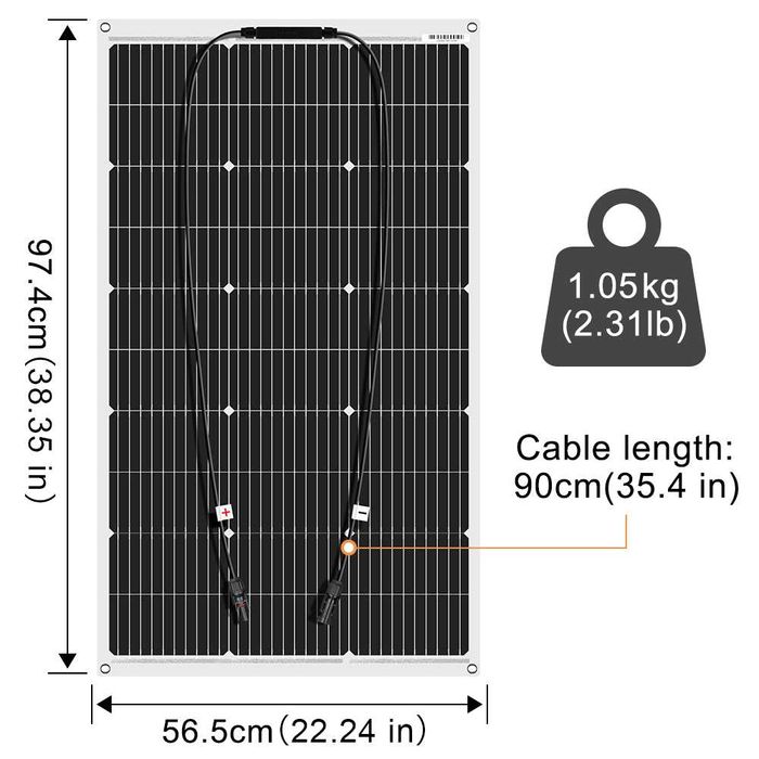 2 x Painéis solares flexível