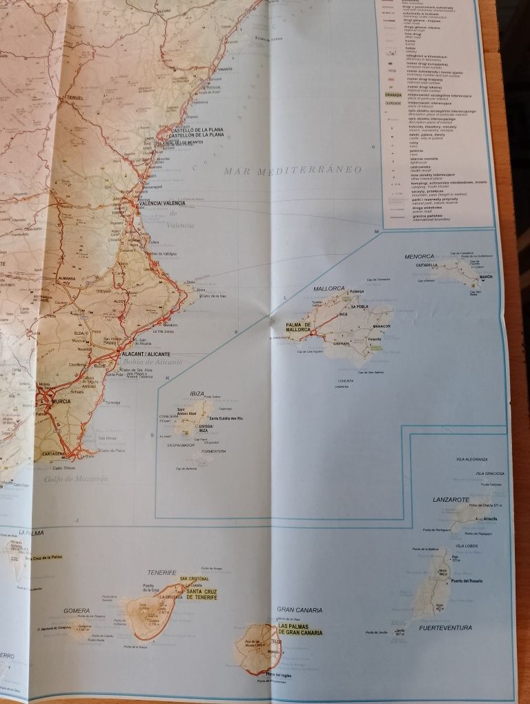 Mapa papierowa HISZPANIA i PORTUGALIA, turystyczna składana, wycieczki