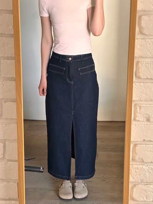 Avec Les Filles długa spódnica z dżinsu (denim skirt maxi) rozmiar S