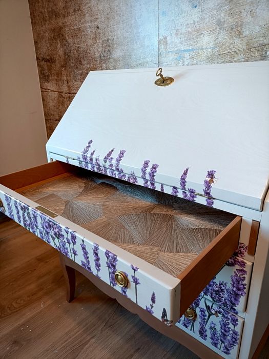 Wyjątkowy drewniany sekretarzyk w stylu francuskim biurko komoda