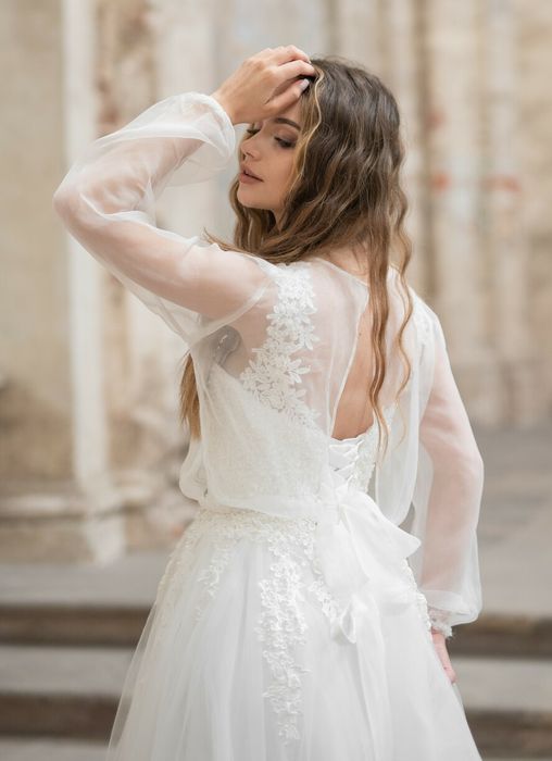 Suknia ślubna muślin 38 niska kobieta