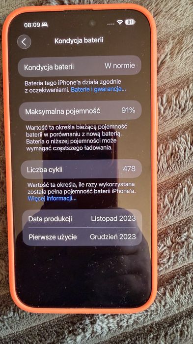 iPhone 15 ProMax 256GB Titanium Black +etui Decoded MagSafe pomarańcz