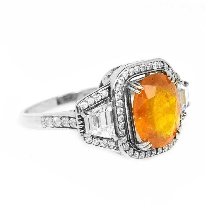 Серебряное кольцо 925 пробы с сапфиром ручной работы Размер 18.5