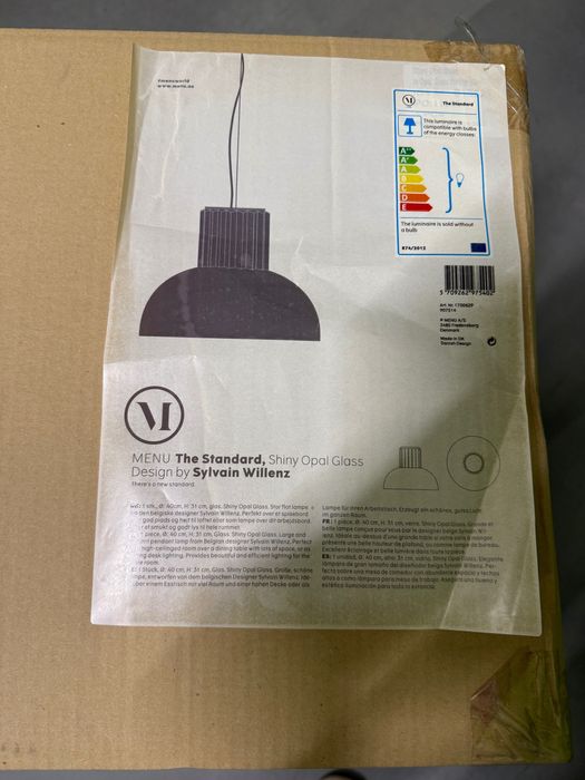 Menu Standard Szklana Lampa Wisząca 40 cm / Biała